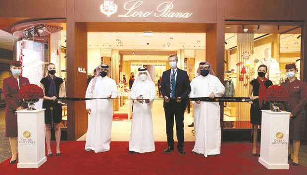 Qatar Airways Group Chief Executive HE Akbar al-Baker, Italian ambassador Alessandro Prunas and other dignitaries at the opening of Loro Piana boutique at HIA.