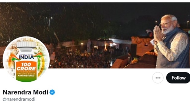 Modi is a prolific tweeter and is the world's most popular incumbent politician on the platform, with more than 73 million followers on his main account.