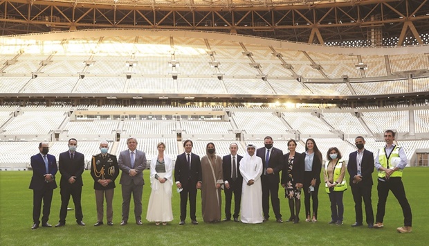 Dr Pou and his wife were briefed on the most prominent features of Lusail Stadium in terms of its architecture and capacity, the use of the latest technologies and international standards in design.