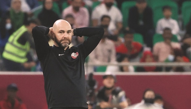 Qatar coach Felix Sanchez Bas reacts. (REUTERS)