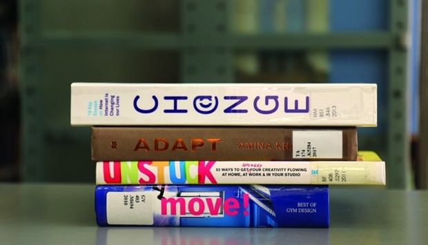 In a display titled u20181.5 meteru2019, Roshni Baker used spine poetry u2013 where books are stacked so that their titles read from top to bottom as a poem u2013 to capture the roller coaster of emotions that she in particular, and the public in general, went through during these recent challenging times.