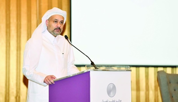 QFC CEO Yousuf Mohamed al-Jaida delivering a speech during the event.