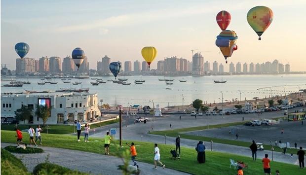 Hot air balloons take off from various locations in the country. (Screengrab from the Qatar Balloon Festival Facebook page)