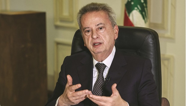 Lebanonu2019s central bank governor Riad Salameh gives an interview with AFP at his office in the capital Beirut on Monday.