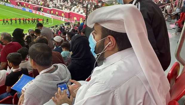 Local man Faisal al-Kohaji is one of the excited supporters who attended the first major match to be held at Al Bayt. Al Kohaji is blind and usually needs someone next to him to describe the action on the field. However, during this match, audio descriptive commentary was delivered via an app on his phone. 