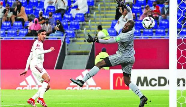 United Arab Emirates' Khalil Ibrahim scores their first goal REUTERS/Suhaib Salem