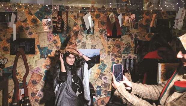 Visitors having fun at the Harry Potter festival at the Government College University (GCU) campus in Lahore.