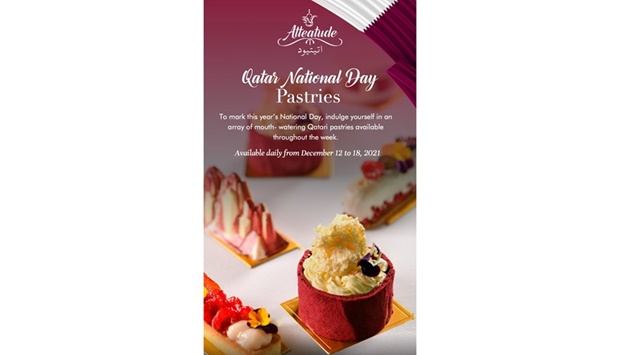 Alwadi Doha u2013 MGallery Hotel Collection is offering specially curated selections of cakes and pastries in the ATEAtude lounge between December 12 to 18 as part of Qatar National Day celebrations.
