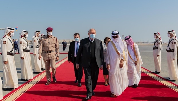 President of the Republic of Armenia Armen Sarkissian arrived in Doha on Wednesday morning on a working visit.