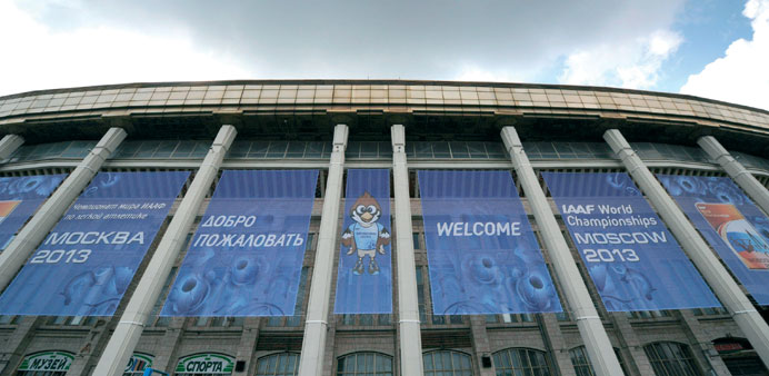 This picture taken yesterday shows the Luzhniki stadium in Moscow, venue of the 14th IAAF World Championships from August 10 to 18. (AFP)
