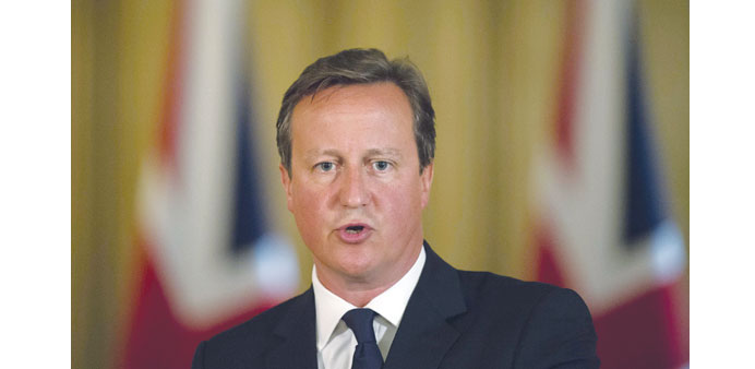 Prime Minister David Cameron speaking at a press conference in London yesterday.