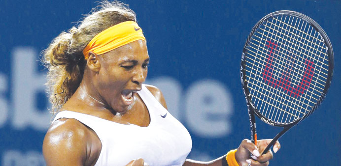 Serena Williams of the US exults after defeating Maria Sharapova of Russia in the semi-final in yesterday. (Reuters)