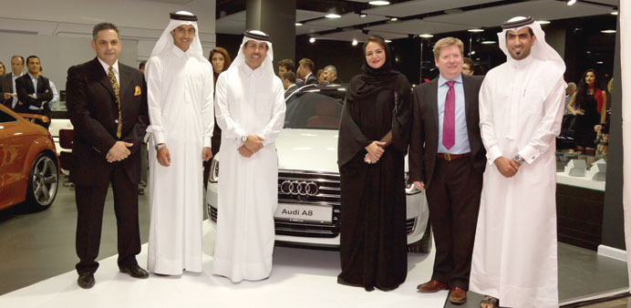 Sheikha Hanadi bint Nasser bin Khaled al-Thani with other dignitaries and officials at the opening of the new Audi Boutique.