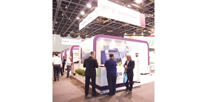 Potential clients visit the Qatari pavilion at Gulfood 2015.