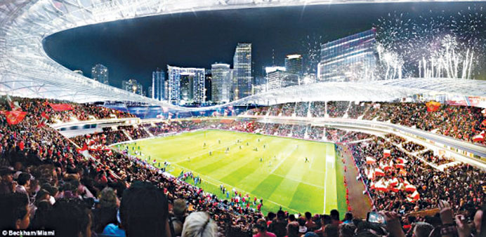 An artistu2019s impression of David Beckhamu2019s proposed MLS Stadium in Miami.