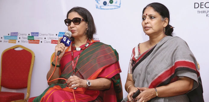 Shabana Azmi and Bina Paul at the IFFK press meet in Thiruvananthapuram.