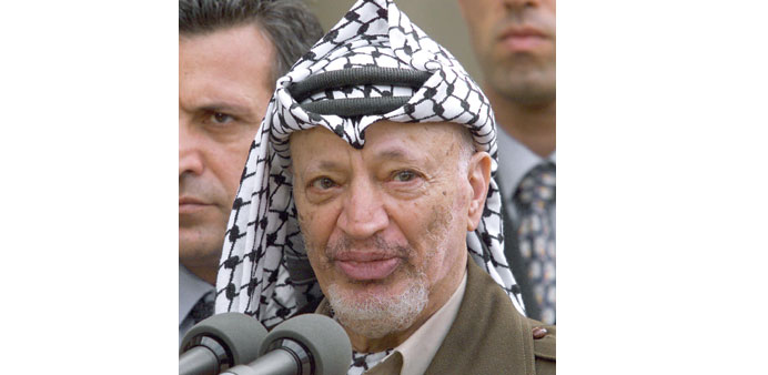  Yasser Arafat: died in Percy military hospital near Paris aged 75 in November 2004.
