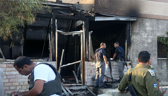The scene of the arson attack in the village of Douma, near Nablus. Picture courtesy: Haaretz