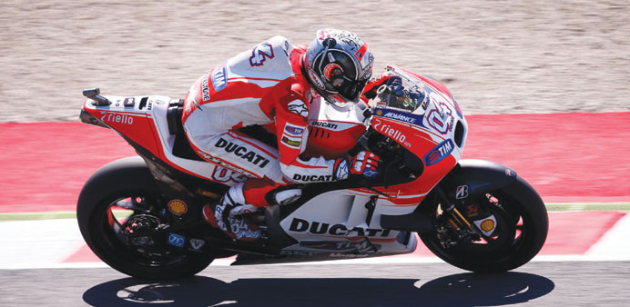 Ducati rider Andrea Dovizioso in action during the practice session ahead of the Italian Grand Prix in Mugello yesterday.