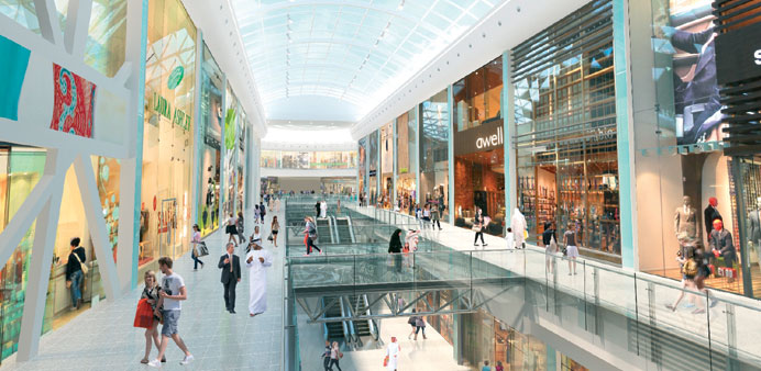 An artistu2019s impression of the Mall of Qataru2019s centre spine.