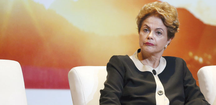 President Dilma Rousseff looks on during the launch ceremony of the u201cOlympic Year for Tourismu201d in Brasilia, Brazil, yesterday.