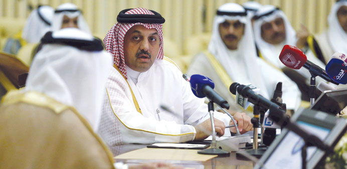 Qataru2019s Foreign Minister HE Dr Khalid bin Mohamed al-Attiyah presides over the GCC meeting in Riyadh yesterday.