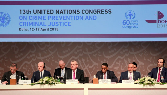  Fedotov (fourth from left) at the session on `terrorism financing'.