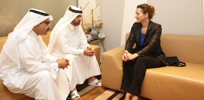 Dr Al-Sulaiti with the ambassador at a meeting.