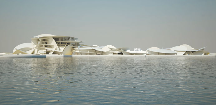 Architectu2019s impression of the National Museum of Qatar, as seen from the Doha Bay.