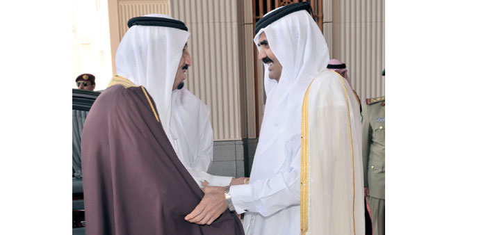 HH the Emir Sheikh Hamad bin Khalifa al-Thani with Saudi Crown Prince Salman bin Abdulaziz al-Saud