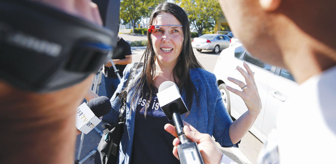 Abadie speaking to the media at the traffic court in San Diego.