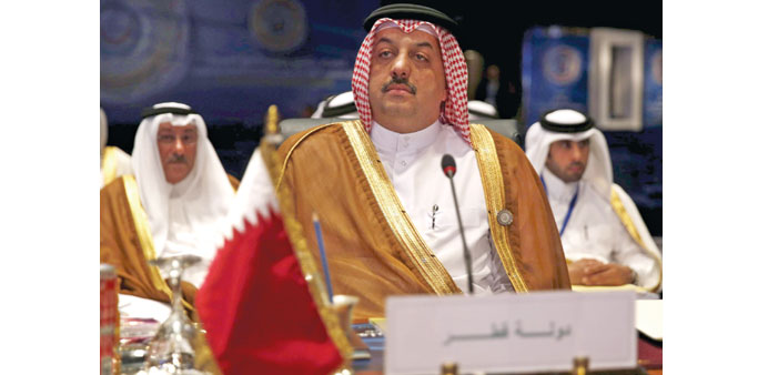 HE the Foreign Minister Dr Khalid bin Mohamed al-Attiyah attending the closing session of the Arab summit in Sharm El Sheikh yesterday.