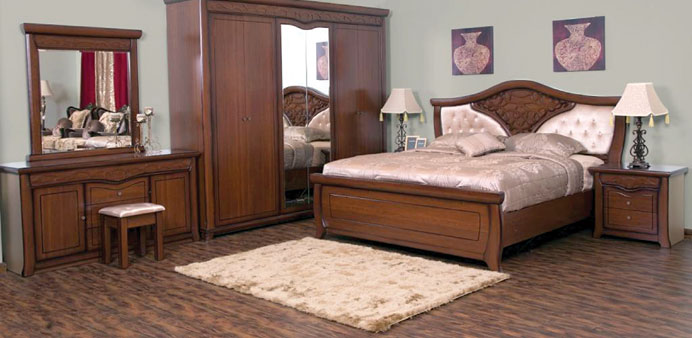* A seven-piece mahogany set from Homes R US.