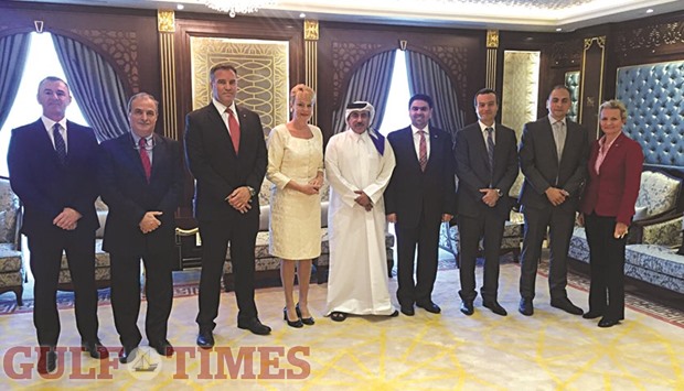 Swedish ambassador Ewa Polano and other officials with HE the Minister of Transport and Communications Jassim Seif Ahmed al-Sulaiti.