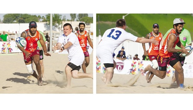 Action during the final of the 2016 Beach Touch Rugby Challenge which was held at Katara beach as part of the National Sport Day celebrations. The final was won by the Camels national team after they defeated Al Khor 3-2 in extra-time.