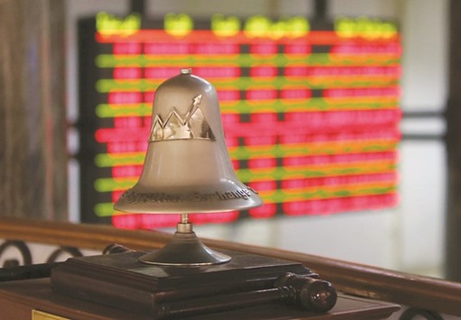 The Egyptian Exchange bell is seen at the bourse in Cairo. The main index tumbled 4.1% yesterday in its biggest drop since January 20, bringing its losses this year to 17.0%.