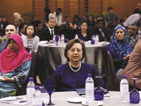 Malaysiau2019s Bank Negara governor Zeti Akhtar Aziz attends an Islamic Finance Services Board event in Kuala Lumpur. As Zeti prepares to exit as head of the central bank in April, questions about succession are framed by uncertainties clouding the Southeast Asian economy, notably a collapse in commodity prices and a political scandal that has drawn international scrutiny, according to market participants.
