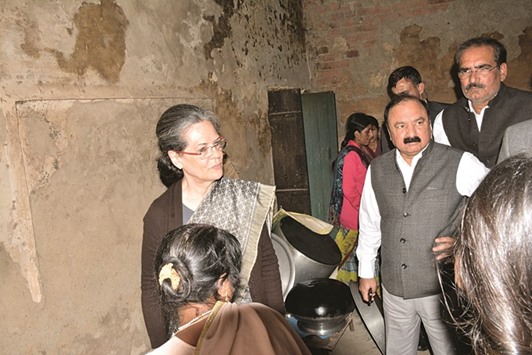 Congress President Sonia Gandhi visits her parliamentary constituency of Rae Bareli yesterday. During the visit, Gandhi inspected the development works in the villages and met party leaders and workers.