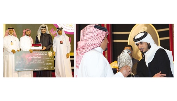 HE Sheikh Joaan bin Hamad al-Thani, the sponsor of the seventh Qatar International Falcon and Hunting Festival, has handed trophies to the winners in various categories of  competitions held as part of the festival at a ceremony held recently at the Cultural Village Foundation Katara.  The concluding ceremony was attended by HH Sheikh Jassim bin Hamad al-Thani, the Personal Representative of HH the Emir; Prince Bandar bin Saud bin Mohamed al-Saud, president of the Saudi Wildlife Authority; Dr Khalid bin Ibrahim al-Sulaiti, general manager of Katara and HE Sheikh Faisal bin Qassim al-Thani, in addition to a number of ministers, diplomats and VIP guests.