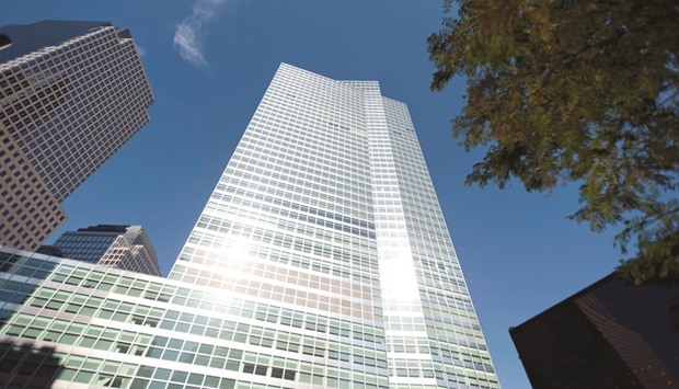 The headquarters of Goldman Sachs in New York. Goldman, Morgan Stanley and Bank of America dropped 5% or more last week as an index of financial shares in the S&P 500 extended a retreat that has erased more than a quarter of its rally since March 2009.