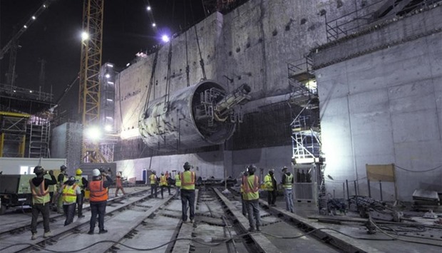 A tunnel boring machine is being decommissioned at the under-construction Msheireb station.