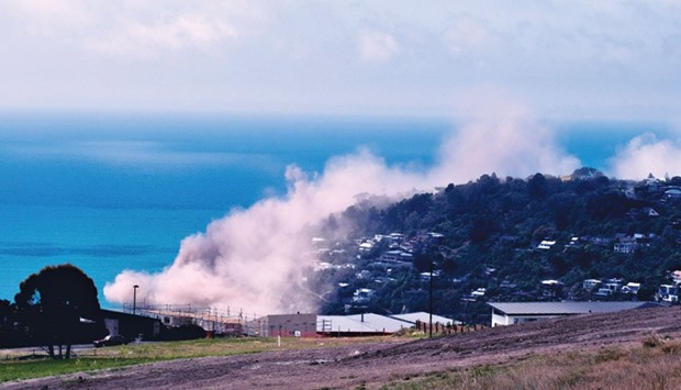 A cliff collapses at the Whitewash Head area, in the suburb of Sumner, Christchurch.