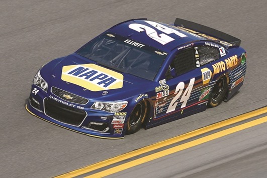Chase Elliott, driver of the #24 NAPA Auto Parts Chevrolet, drives during qualifying for the NASCAR Sprint Cup Series Daytona 500 at Daytona International Speedway on Sunday. (AFP)