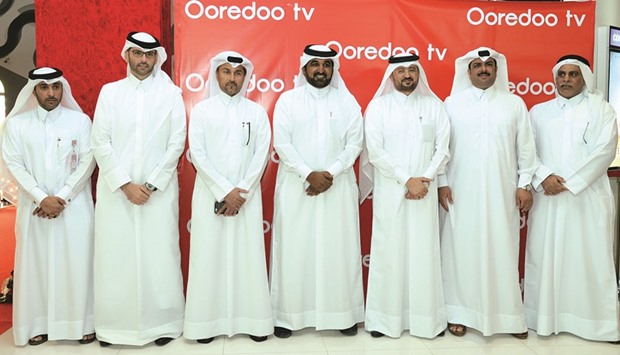 Ooredoo CEO Waleed al-Sayed and other officials during the launch of Ooredoo TV yesterday. PICTURE: Thajudheen