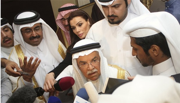 Saudi Oil Minister Ali al-Naimi speaks to the media in Doha