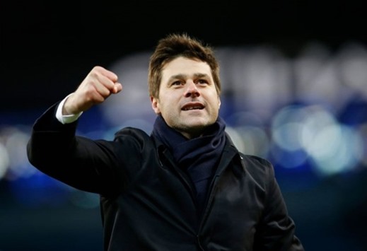Tottenham manager Mauricio Pochettino celebrates after the English Premier League victory over Manchester City at the Etihad Stadium on February 14. (Reuters)