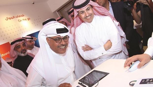 Sheikh Saud bin Nasser al-Thani, Group CEO, at the new Ooredoo shop.