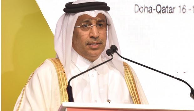 HE al-Mohannadi addressing the opening session yesterday.