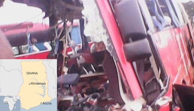 Bus collides with truck in Ghana