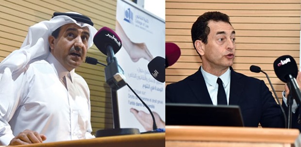 Qatar Attorney General HE Dr Ali bin Fetais al-Marri. Right: French ambassador Eric Chevalier